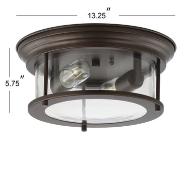 Lauren 13.25" Metal/Glass LED Flush Mount - JONATHAN Y